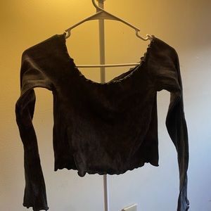 Aeropostale seamless off the shoulder, cropped top long sleeve shirt